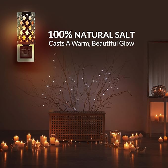 Himalayan Glow Vintage Style Salt Lamp Night Light with Pink Salt Chunks | 360 Degree Rotatable Wall Plug,Night Light & Decorative Light to Décor Your Home - Bloomnest