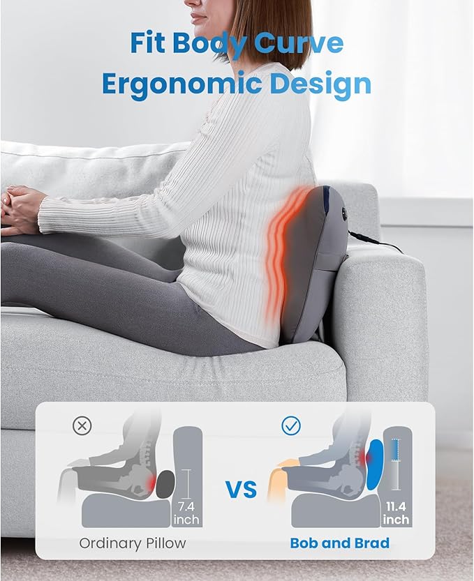 BOB AND BRAD Back Massager with Heat and Remote, EZBack Plus Corded Neck Massager for Pain Relief Deep Tissue, Shiatsu Massage Pillow with 3 Level for Full Body, FSA Eligible Ideal Gifts for Women - Bloomnest
