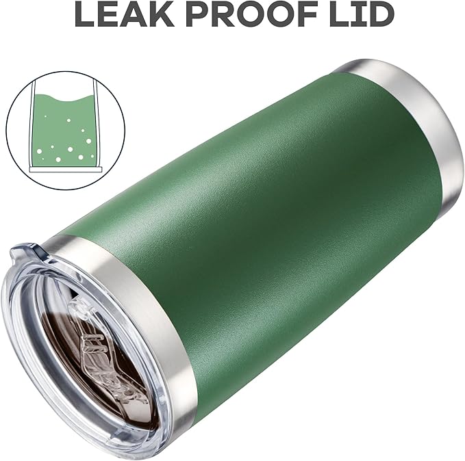 20 oz Tumbler with Lid Stainless Steel Insulated Tumblers Bulk Double Wall Vacuum Cups Powder Coated Travel Mug Keep Drinks Cold and Hot, Dark Green, 4 Pack