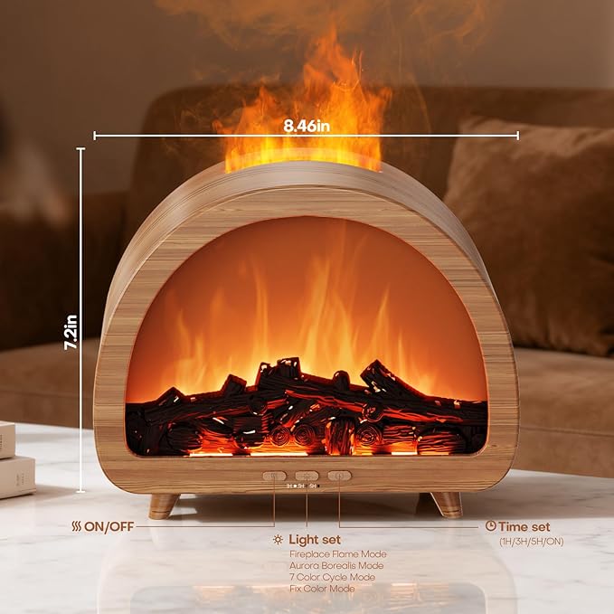 Diffuserlove Fireplace Essential Oil Diffuser Flame Aromatherapy Scent Diffuser Oil Machine Cool Mist Humidifier Colorful Fake Fire Difusor Air Diffusers for Home Room Desk Bedroom - Bloomnest