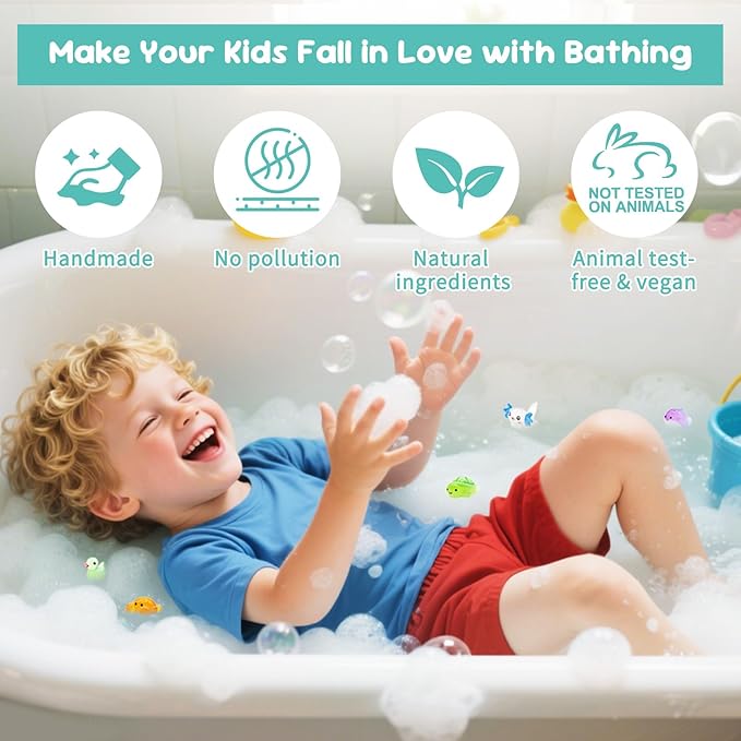 Bath Bombs for Kids with Surprise Inside, 12pcs Bath Bombs with Toys Inside, Natural and Organic Colorful Bubble Bath Fizz Ball, Gift Set for Birthday, Halloween, Christmas for Boys and Girls - Bloomnest