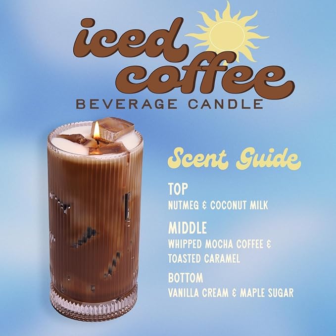 Iced Coffee Candle, 100+ Hour Long-Lasting Burn Handcrafted Decorative Candles for Home Scented, Coffee Bar Accessories & Decor, Birthday Candle - Bloomnest