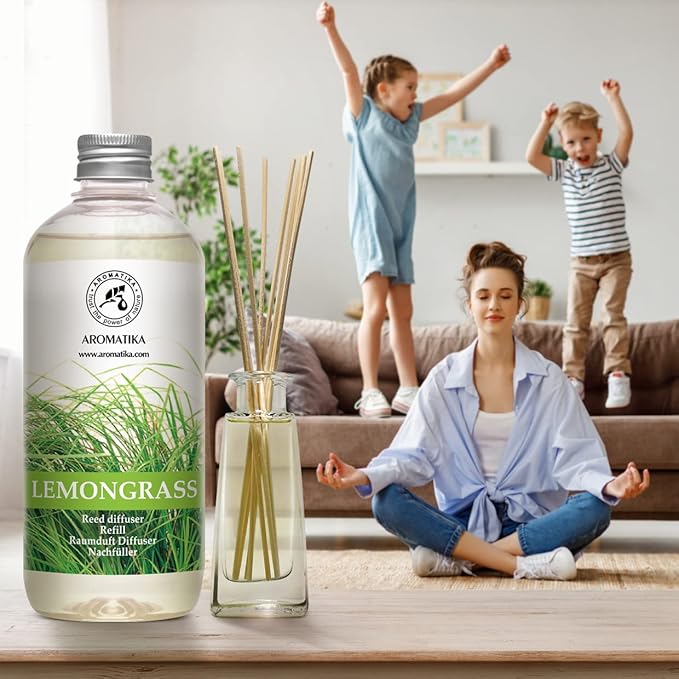 Lemongrass Diffuser Refill 34 Fl Oz (2x17 Fl Oz) - Fresh & Long Lasting Fragrance - Refill with Natural Essential Lemongrass Oil - for Aromatherapy - Spa - Home - Bloomnest