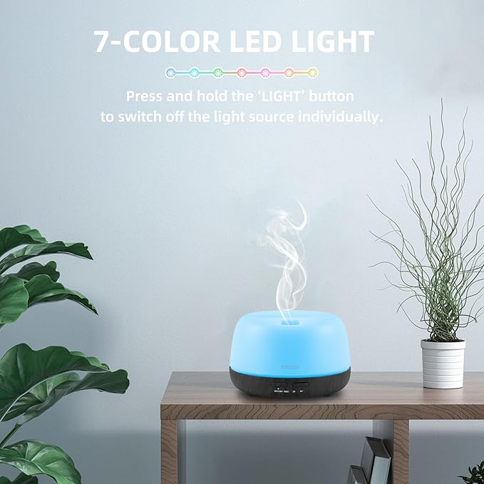 300ML Essential Oil Diffuser with Remote Control, Aromatherapy Diffuser with 7-Color Changing LED Light for Small Rooms, Bedroom, and Home - Bloomnest