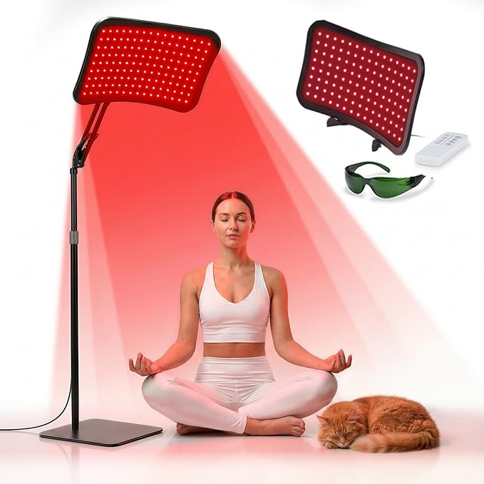 Renergy Red Light Therapy Lamp with Stand, 660nm 850nm Near Infrared Red Light Therapy Panel for Face & Body, Portable LED Light Therapy Device with Remote Control, 5 Brightness 3 Timer for Home Use Renergy