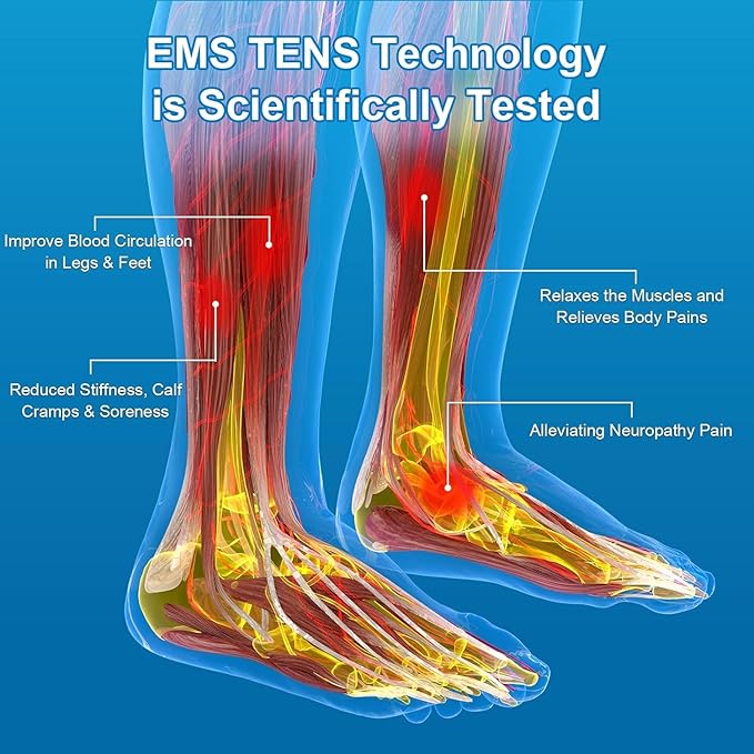 EMS Foot Stimulator Pro +, EMS Foot Massager for Neuropathy Foot Massager for Circulation and Pain Relief with TENS Unit Muscle Stimulator for Feet Body - Bloomnest