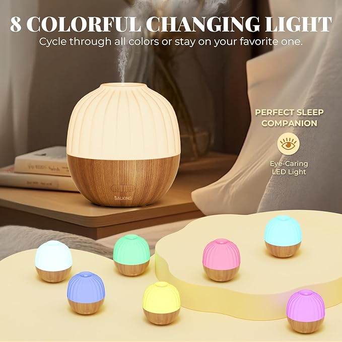 SALKING Essential Oil Diffuser, 300ml Aromatherapy Diffuser for Essential Oils, Ultrasonic Diffuser with Adjustable Mist Mode Timers, Cool Mist Humidifier with 8 Color Lights, for Office Home - Bloomnest