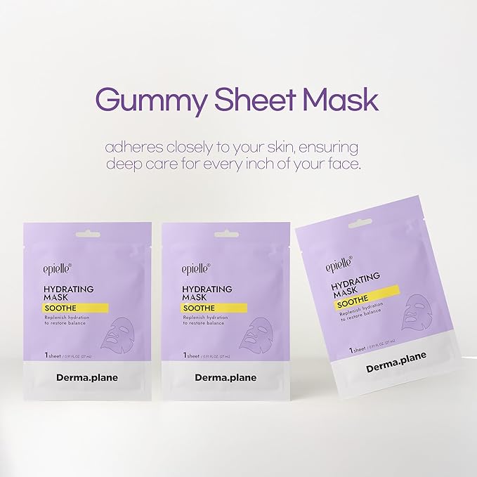 Epielle Hydrating Sheet Mask 6 Pack, Soothing & Restoring Face Mask with Cica, Heartleaf Extract & Witch Hazel Water, Target Dry & Sensitive Skin, Korean Skin Care - Bloomnest