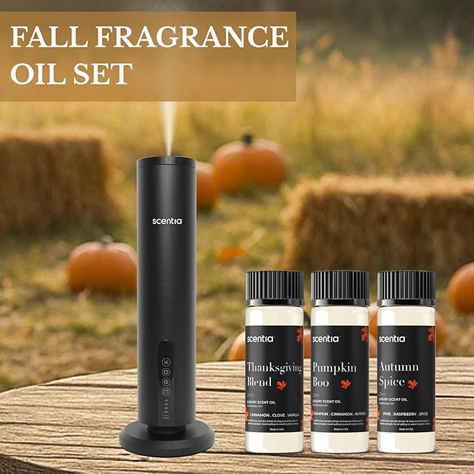 Scentia Fall Essential Oils for Diffuser with 3 Cozy Scents: Autumn Spice, Thanksgiving Blend & Pumpkin Boo - 20ml Aromatherapy Oils for Home, Candles & DIY - Perfect Fall Gift - Bloomnest