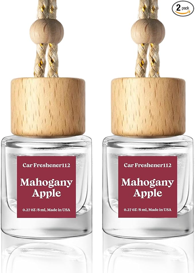 C Classy Car Air Freshener Hanging 2 Pack, Mahogany Apple Essential Oil Diffuser for Cars, Long-Lasting Fragrance, Cute Car Accessories, C ar Air Fresheners for Women & Men Gift, Made in USA - Bloomnest