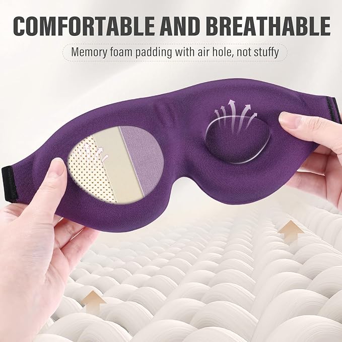 YIVIEW Sleep Mask for Side Sleeper, Complete Light Blocking 3D Sleeping Eye Mask, Soft Breathable Eye Cover for Women Men, Relaxing Zero Pressure Night Blindfold - Bloomnest