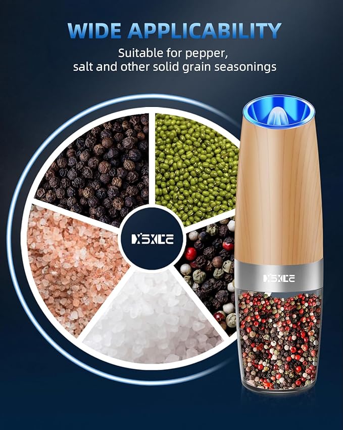 XinXu Electric Pepper Grinder, Salt or Pepper Mills & Adjustable Coarseness, with LED Light, One Hand Automatic Operation -Set/RoseRed - Bloomnest