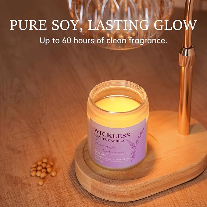 Lavender Cedarwood Wickless Candle for Candle Warmer Lamp with 10ml Essential Oil for Custom Aroma, Flameless Non-Toxic Soy Scented Candle for Home, Christmas Holiday or Birthday Gift for Women & Men - Bloomnest