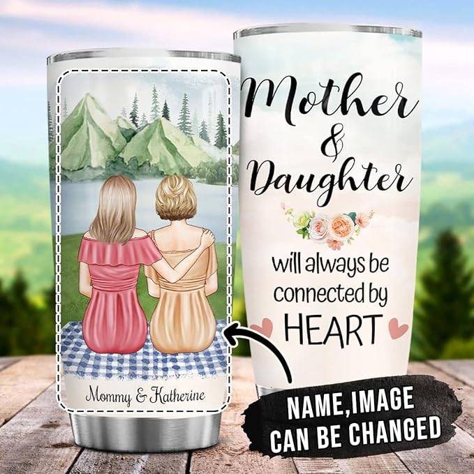 wowcugi Mom Tumbler Personalized Gift For Mom From Daughter Mother Daughter Tumblers Coffee Travel Mug 20oz 30oz with Lid Birthday Mothers Day Christmas Presents For Moms Mommy From Daughters - Bloomnest