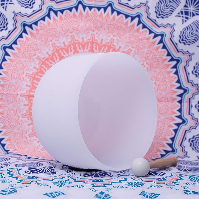 ENERGYSOUND 528 Hz Solfeggio of Frequency,Love Frequency Positive Energy,Frosted Quartz Crystal Singing Bowl,8 inch - Bloomnest