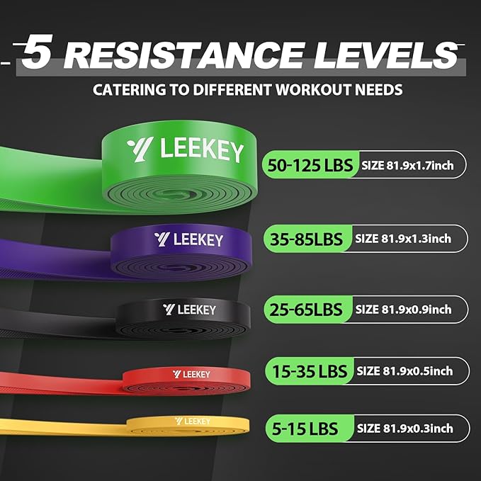 LEEKEY Resistance Bands Set for Pull-Up Assistance & Full-Body Training, Multi-Level Exercise Bands with Bag for Home Workouts, Physical Therapy, Strength Training (Men/Women) - Bloomnest