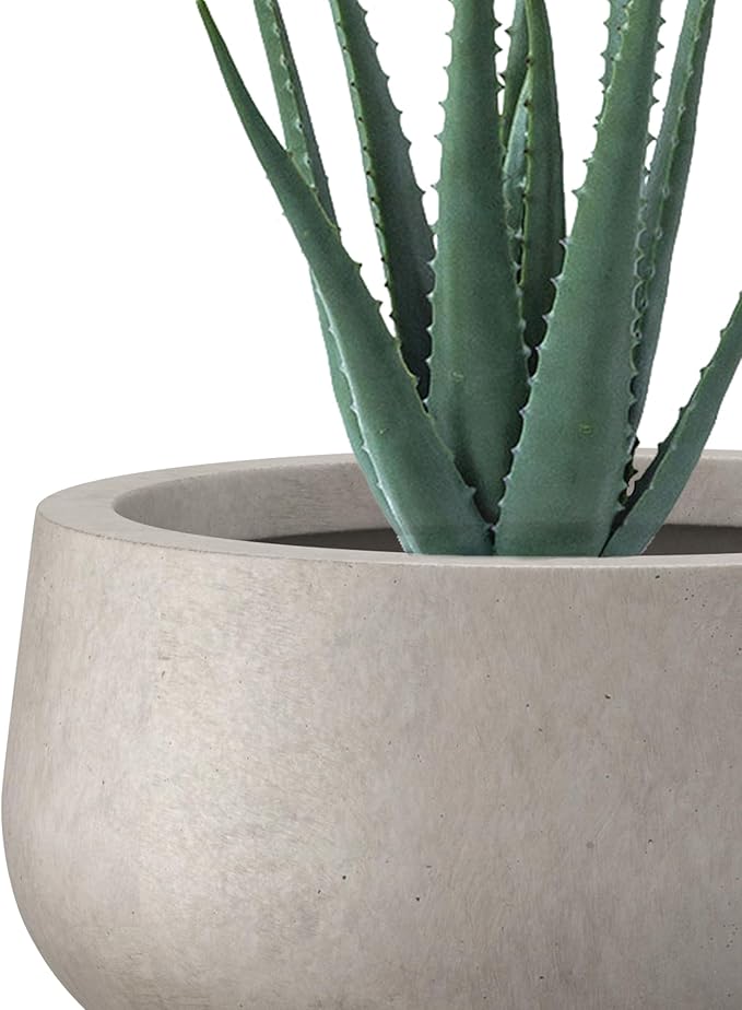 Kante 19.6",15.7",11.8" Dia Round Concrete Planters Set of 3, Outdoor Indoor Large Plant Pots with Drainage Hole, Modern Curvaceous Design, Weathered Concrete - Bloomnest