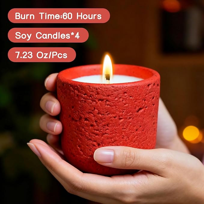 Scented Candle, 4pcs Aromatherapy Candle with Colorful Cans, Nature Scents Soy Candle Jar 60-Hour Burn Time with Warm Flame Candles Gift for Christmas Home - Bloomnest