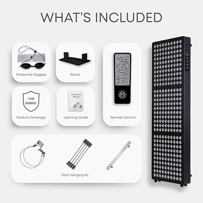 Makiuri Red Light Therapy Panel for Full Body | 630 nm, 660nm, 810nm, 830nm, 850nm | Clinical Grade Red & Near-Infrared LED Light Therapy (5 Wavelengths) | High Irradiance | Neptune (Black 300 LED) Makiuri