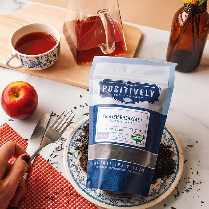 Organic Positively Tea Company, English Breakfast Black Tea, Loose Leaf, 16 Ounce - Bloomnest