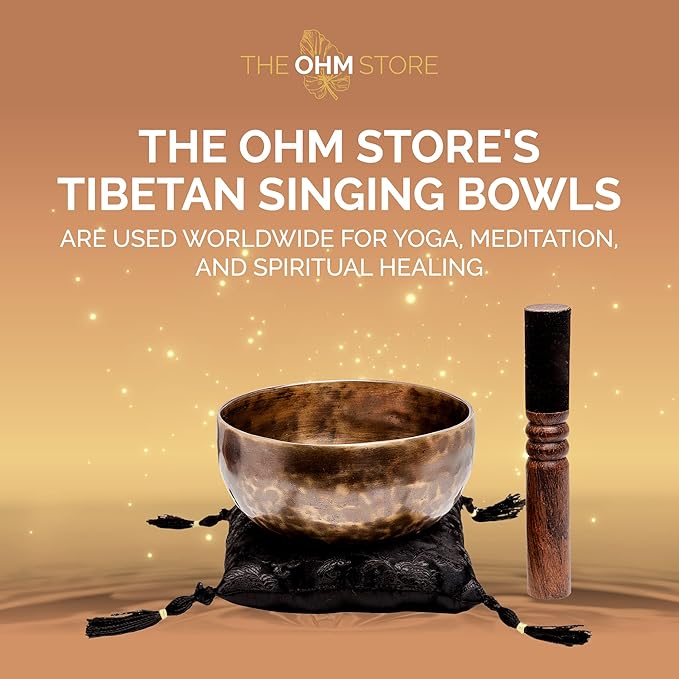 Large Tibetan Singing Bowl Set by Ohm Store — Deep Tone, Pure Bronze Meditation Sound Bath Instrument Handcrafted in Nepal — Tiger Sound Bowl 6 Inch - Bloomnest