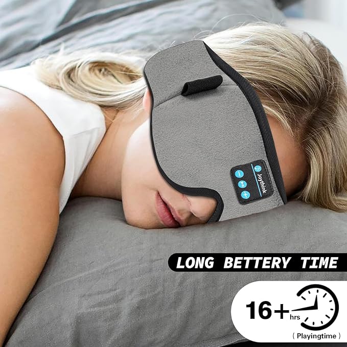 Joythink Sleep Headphones Headband Sleep Mask Eye Mask 3D Deep Bluetooth for Sleeping Blackout Washable Music Eye Cover with Speaker Microphones Gray - Bloomnest