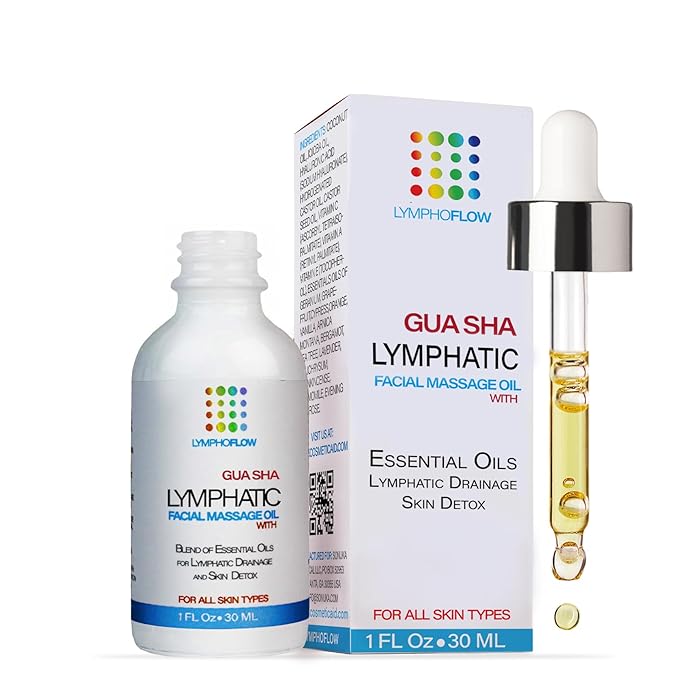 Facial Lymphatic Drainage Oil for Gua Sha Facial Tools, Lymphatic Drainage Massager Face with Jojoba & Coconut Oil, Use with Face Roller, Jade Roller, Guasha Tool for Face & Neck, 1 Fl Oz - Bloomnest