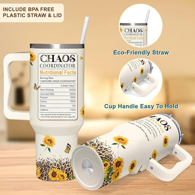 Administrative Professional Day Gifts - Thank you Gift for Boss lady, Assistant, Secretary - Chaos Gifts For Women - Admin Professionals Day Gift - Tumbler 40oz With Handle - Bloomnest