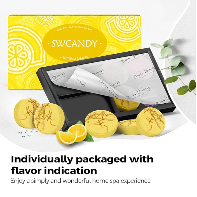 Shower Steamers Aromatherapy Birthday Gifts for Women Travel Essentials, 8 Pcs Lemon, Bath Bombs Shower Bombs with Natural Essential Oils, Relaxation Home SPA - Bloomnest
