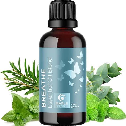Breathe Essential Oil for Diffuser - Invigorating and Refreshing Breathe Essential Oil Blend with Eucalyptus Peppermint Tea Tree and Mint for Diffusers for Home and Shower Aromatherapy (1 Fl Oz) - Bloomnest