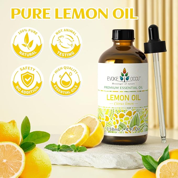 EVOKE OCCU Lemon Essential Oil for Cleansing Skin Home Diffuser Massage - 4 FL Oz - Bloomnest
