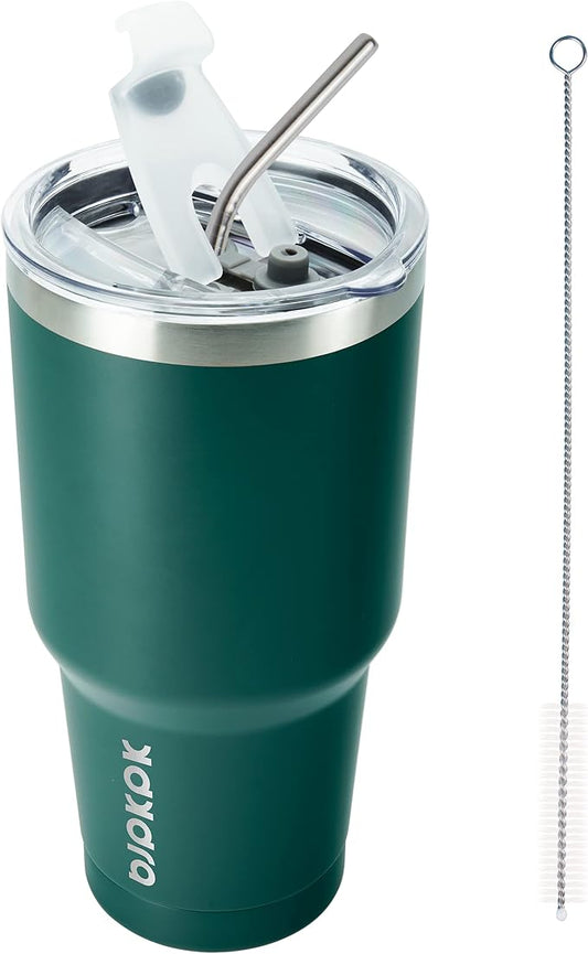 BJPKPK 30oz Tumbler with Lids and Straws, Stainless Steel Vacuum Insulated Coffee Tumblers, Insulated Travel Mug Water Cup with Leakproof Lid,Army Green - Bloomnest