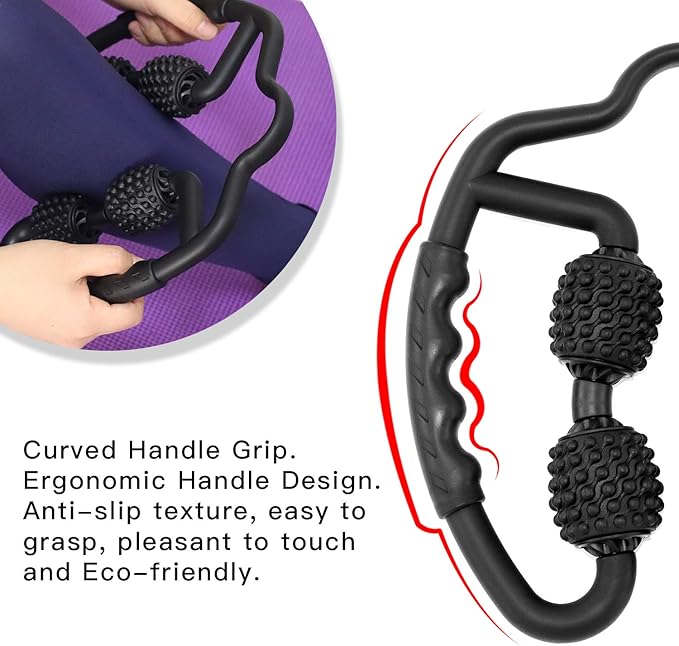 Cellulite Massage Tool Muscle Roller - Deep Fascia Massager & Dimpled Skin Remover for Legs, Thighs & Buttocks - Anti-Cellulite Roller, Smooth Skin, Pain Reliefs Black（Black - 4 Wheel） - Bloomnest