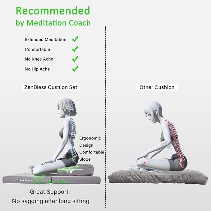 ZenBless Zafu and Zabuton Meditation Cushion Set,Yoga Meditation Floor Pillow,Large Square Meditation Mat and Pillow Set for Sitting on Floor(23.6") - Bloomnest