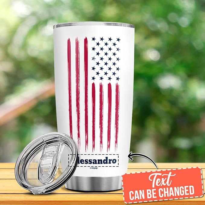 winorax American Flag Tumbler 20oz 30oz Double Wall Vacuum Stainless Steel Insulated Tumblers Coffee Travel Mug Cup With Lid USA Birthday 4th of July Cups For Men Women Custom Name - Bloomnest