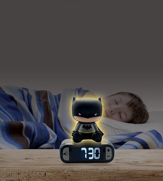 LEXiBOOK - Batman Digital Alarm Clock for Kids with Night Light Snooze, Childrens Clock, Luminous Batman, Black Colour - RL800BAT - Bloomnest