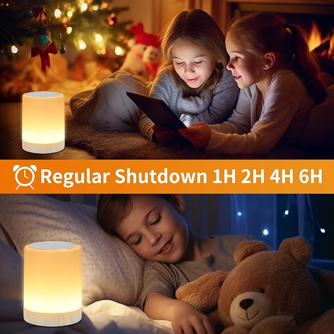 OORUN Touch Bedside Table Lamp,13 RGB Colors & 5 Brightness, USB Rechargeable Desk Lamp, Remote Control Dimmable Light with RGB Color Changing,Portable Lamp for Baby (Wood Grain Beige) - Bloomnest