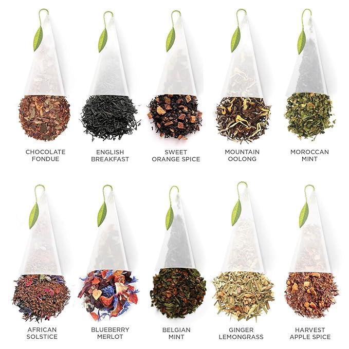 Tea Forte Tea Advent Calendar Gift Set; 12 Individually Wrapped Handcrafted Assorted Pyramid Infuser Tea Bags with Numbered Doors, Winter Chalet - Bloomnest