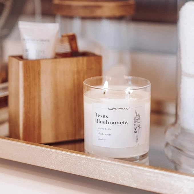 Calyan Wax Co. 2 Wick Candle, Texas Bluebonnets Scented Candle, 37 Hour Burn Time, Aromatherapy Soy Candles, Non Toxic & Vegan Soy Wax, Glass Tumbler Scented Candles, 12.5oz - Bloomnest