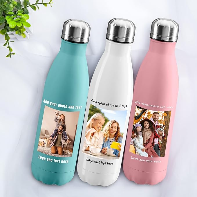 100 Pack USA Custom Water Bottle, 17oz Personalized Sport Water Tumbler, Stainless Steel Material, Leak-Proof, insulation, Customizabne Name, Suitable for Travel Holiday Gift for Women - Bloomnest