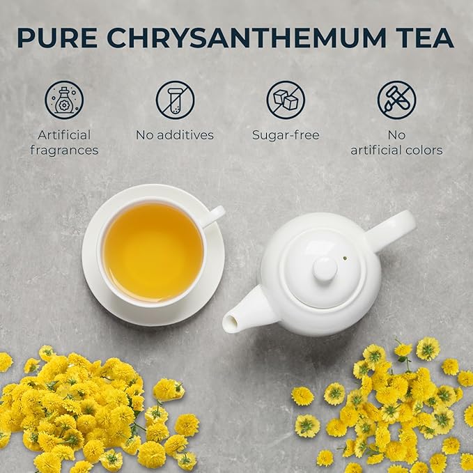 INJOY YOUR VITALGRI:N Vietnamese Chrysanthemum Tea - 55 Count (+5 Tea Bags) Bamboo Tong Included - 4.23 oz, Re-Steep Chrysanthemum Floral Scent Herbal Tea for Detox, Sleep, Relax Support, Daisy - Bloomnest