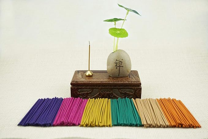 300PCS Incense Sticks Lavender Rose Jasmine Sandalwood Green Tea Colognes 6 Popular Incense Flavors Great for Aromatherapy(Colorful) YINECO
