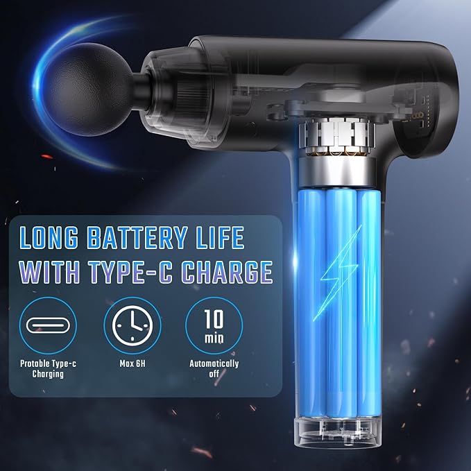 cotsoco Massage Gun Deep Tissue, Muscle Massage Gun with 9 Attachment Heads 20 Speeds & Silent Brushless Motor for Pain Relief, Handheld Percussion Back Massager Gun for Athletes(Black) - Bloomnest