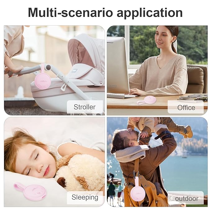 White Noise Sound Machine, Portable Sound Machine for Sleeping Adults & Baby, with Bluetooth 5.1/24 Soothing Sounds/Battery Powered/3 Timer Memory Function for Office/Bedroom/Travel（Pink）