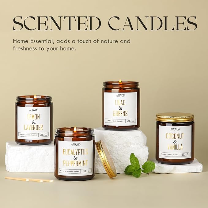 AOOVOO Eucalyptus Mint Candles - 9 oz Scented Candles, Aromatherapy Candle, Soy Candle for Home Scented - Bloomnest