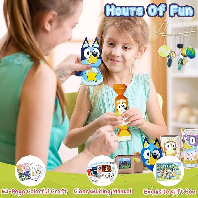 Blue Heeler Arts and Crafts Kits for Kids, 18-in-1 Birthday Gifts Set Crafts Includes Heeler Family Games, Colouring, DIY Activities, Creative Kids Crafts Kit Gifts for 3+ Years Old Girls & Boys - Bloomnest