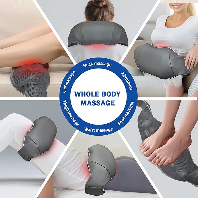 Joyset Shiatsu Neck and Back Massager with Heat,Electric Shoulder Massager for Pain Relief Deep Tissue,3D Kneading Massage with Cloth Cover Easy to Clean Best Gift for Men Women Parents (Gray) - Bloomnest