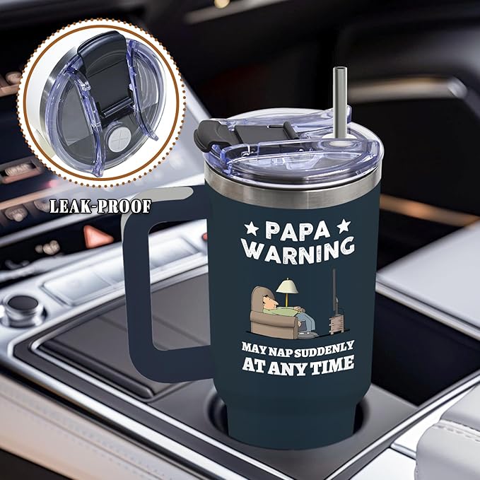 DUUV Papa Tumbler 40 Oz, Funny Papa Gifts for Dad from Daughter Son Kids, Christmas Birthday Gifts for Daddy Stepdad Elderly Father, Dad Tumbler Stainless Steel Insulated Travel Mug with Handle, 1PCS - Bloomnest