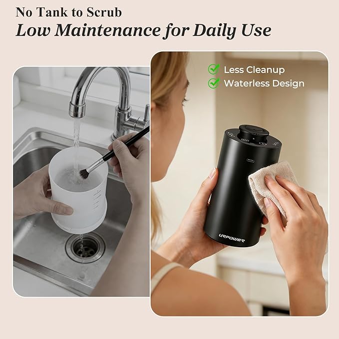 URPOWER Waterless Essential Oil Diffuser: No Water Needed Battery Operated Scent Diffuser - 2 * 20ML Hotel Fragrance Essential Oils - Cordless & Mini Oil Machine Aluminum for Car Home Office(Black) - Bloomnest