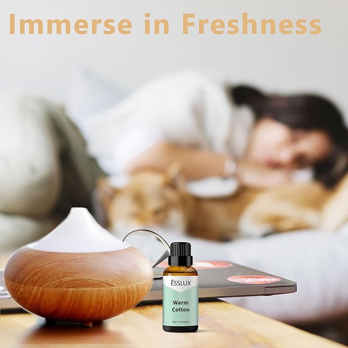 Warm Cotton Fragrance Oil - ESSLUX Aromatherapy Essential Clean Scented Oils for Diffuser, Massage, Soap, Candle Making Scents, Perfume, Home Fragrance, 30 ml - Bloomnest
